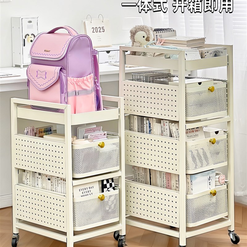 移动书架落地置物架儿童绘本架家用书本书包铁艺收纳架子简易书柜