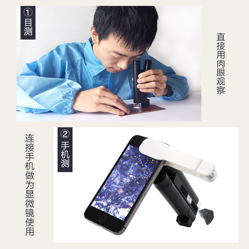 100倍带刻度手持放大镜带LED灯120倍150倍高倍高清纺织印刷网点60