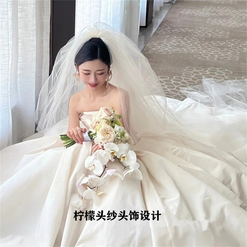 新娘主婚纱头纱多层韩式超长款蓬蓬头饰素纱婚纱摄影结婚新款头饰
