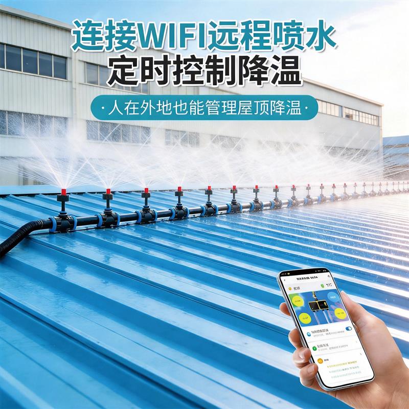 屋顶降温喷淋系统自动太阳能多路加湿定时洒水器洒水喷头楼层保养