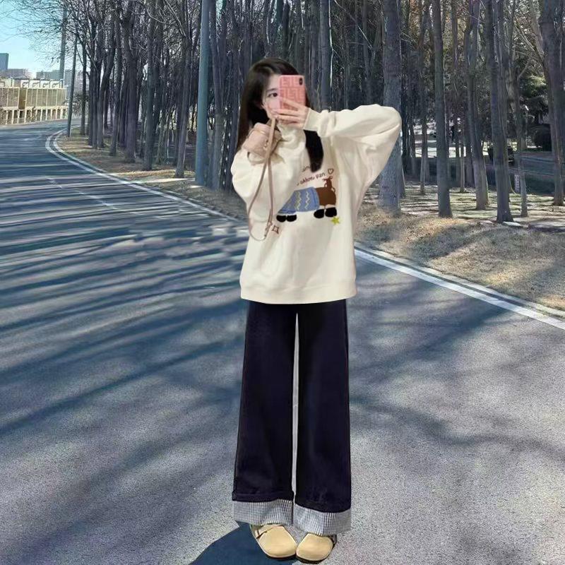 孕妇秋冬套装2025新款韩版宽松上衣高级感小个子孕期穿搭加绒卫衣
