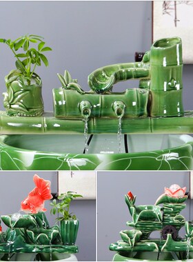 自动流水摆件循环水鱼缸鱼盆喷泉瀑布室内家用招财增氧过滤水景观