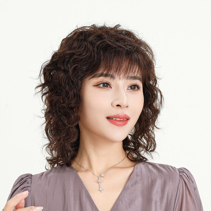 假发女中长发中老年女士长卷发自然2023新款真发全真发人发可盘发