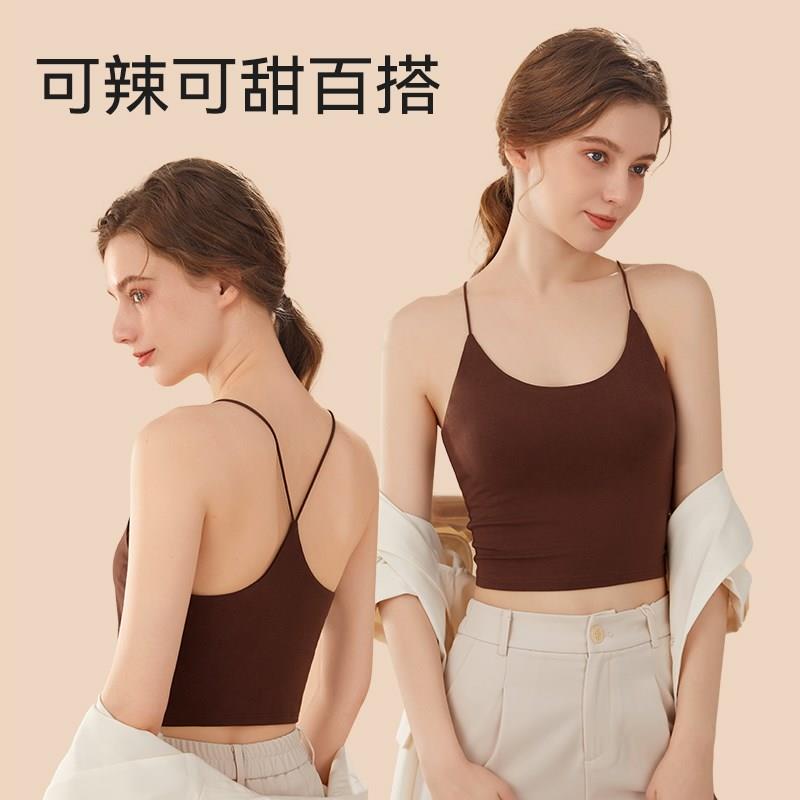 无痕带胸垫美背吊带背心女士夏季薄款内搭防走光爆款抹胸外穿裹胸