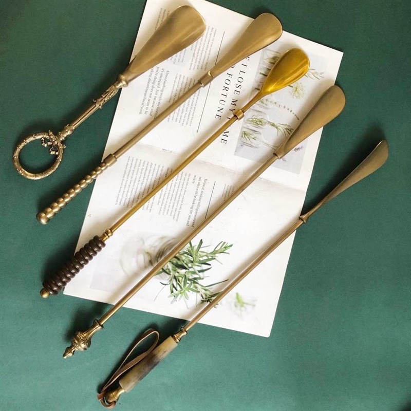印度进口创意纯铜鞋拔子提鞋器家用长把长柄家用老人孕妇免弯腰