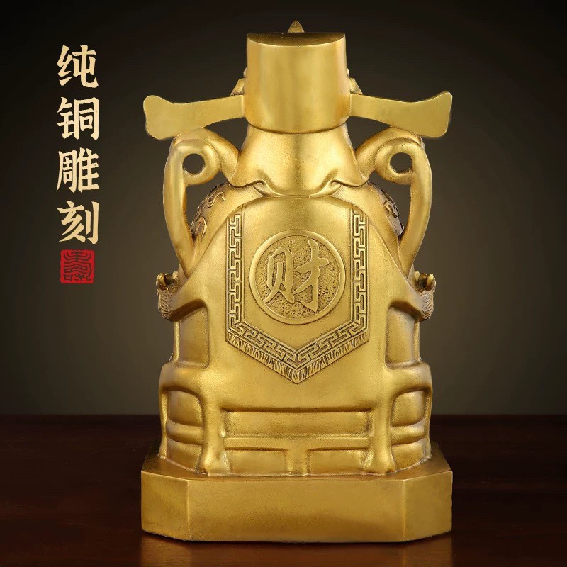 黄铜财神爷摆件家用供奉神像办公室店铺开业比干文财神爷佛像大号