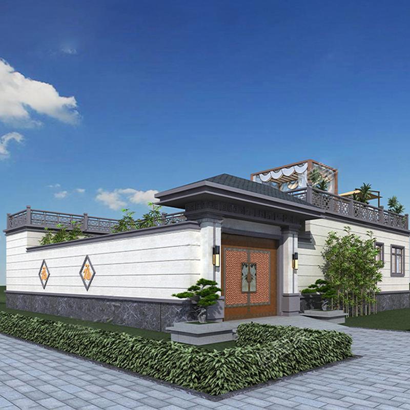 新农村自建房别墅设计图纸一层简约现代乡村四合院网红中式小房屋
