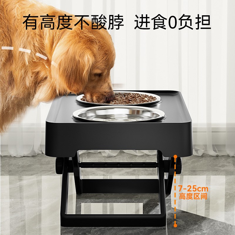 狗碗狗盆防打翻护颈宠物不锈钢加高支架猫食双盆金毛泰迪比熊专用