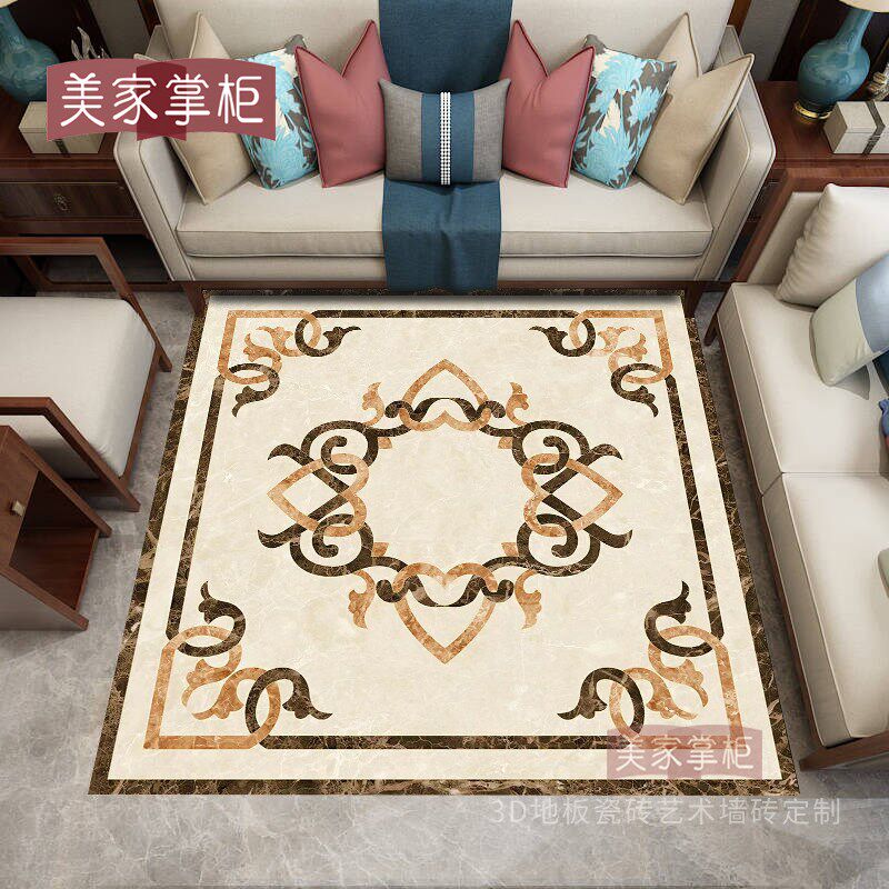 定制图案地板砖800x800客厅艺术拼花瓷砖入户玄关微晶石地砖防滑