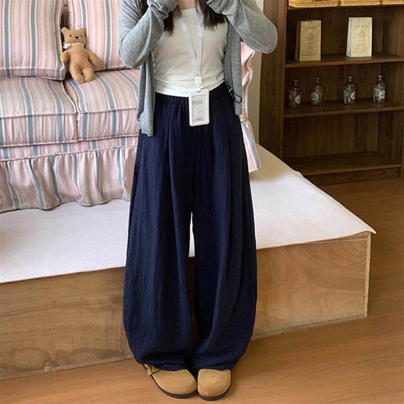 孕妇裤子夏季薄款外穿弯刀阔腿裤春夏装孕期不勒肚打底亚麻裤夏天