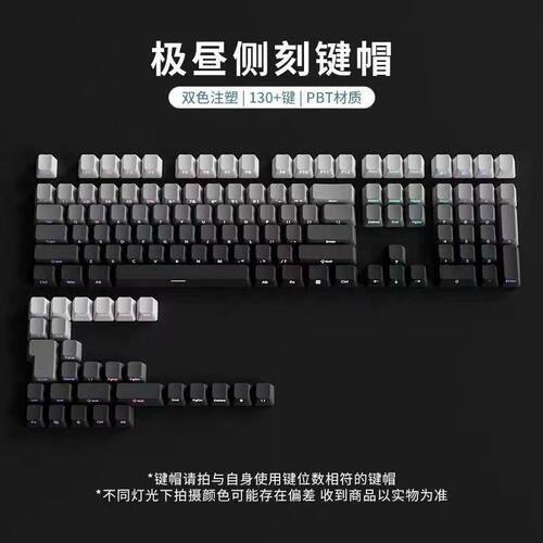 极昼雾蓝黑莓鸿运透光侧刻键帽