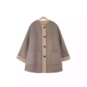 轮廓大衣3.8 王福贵定制～门禁撞色勾线中长款 布朗尼大衣