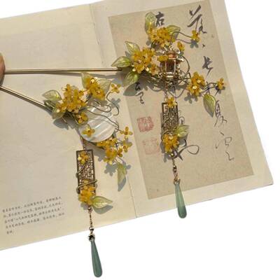 流芳同款桂花发饰方圆杨玉笙同款伴手礼剧本杀复古发饰送女友闺蜜