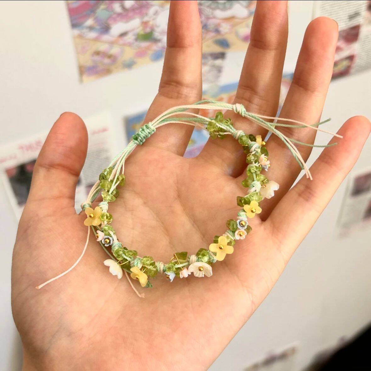 反骨元妙同款伴手礼结香花手链剧本杀小碎花手工编织手链节日礼物