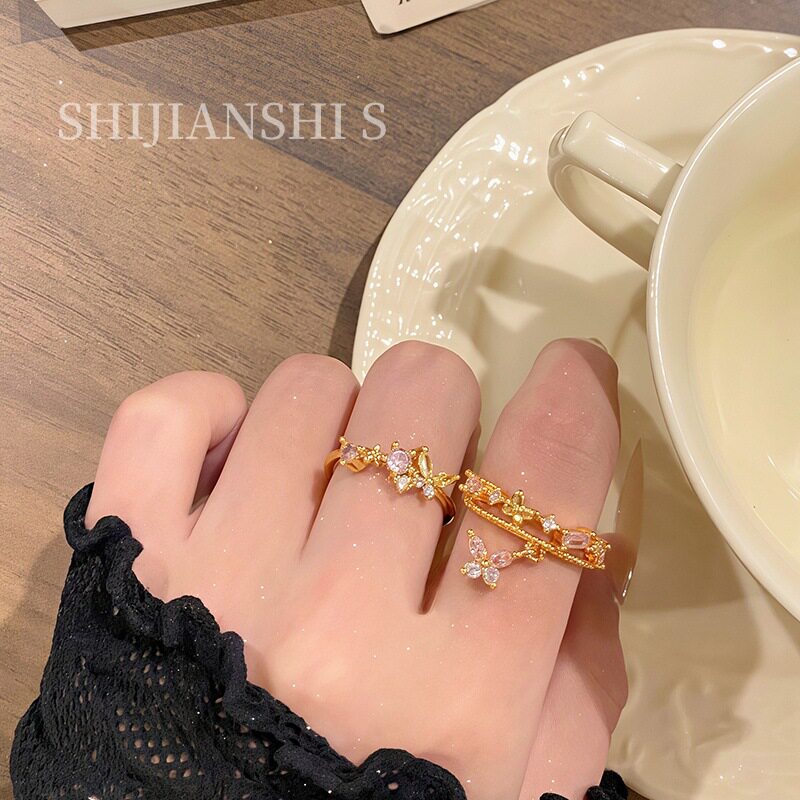剧本杀金粉沈砚辞苏晚卿伴手礼法式甜美粉晶蝴蝶春日温柔戒指图片