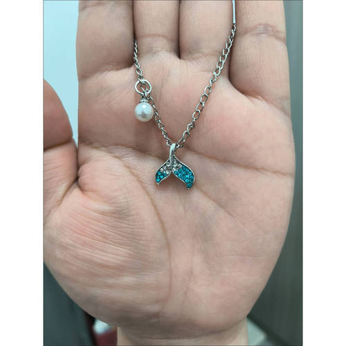 剧本杀温也同款鱼尾碎钻吊坠项链渐变色请冷风体温伴手礼闺蜜