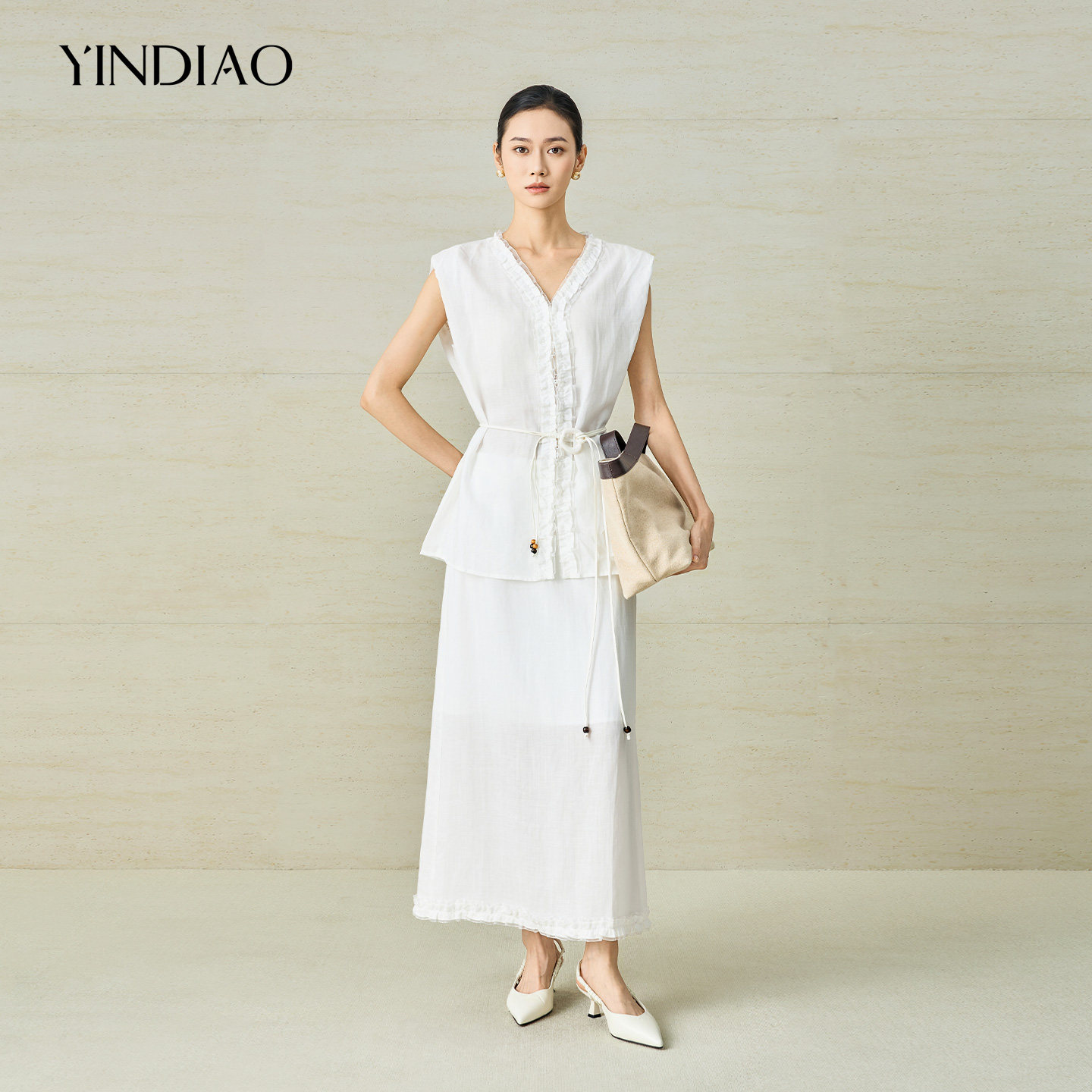 YINDIAO引调无袖小衫净色套裙