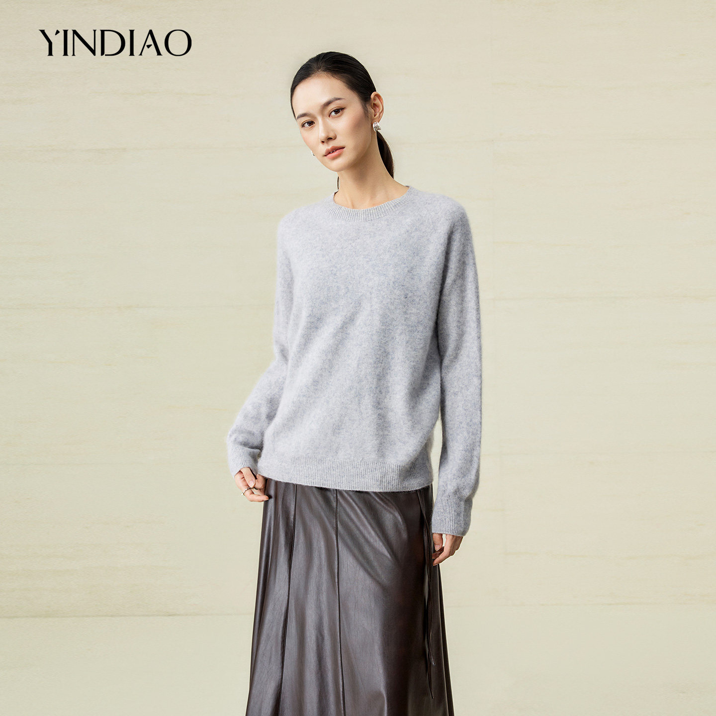YINDIAO引调绵羊毛套头舒适毛衣