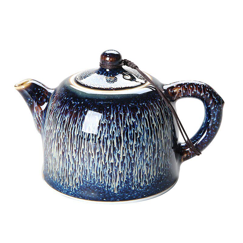 建盏天目釉茶壶陶瓷大号家用功夫茶具红茶泡茶壶纯手工手拉坯单壶
