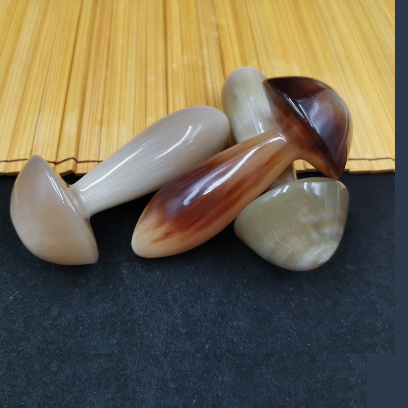 天然牛角小蘑菇拨筋点穴按摩眼刮眼霜导入棒淡黑眼圈眼美容棒