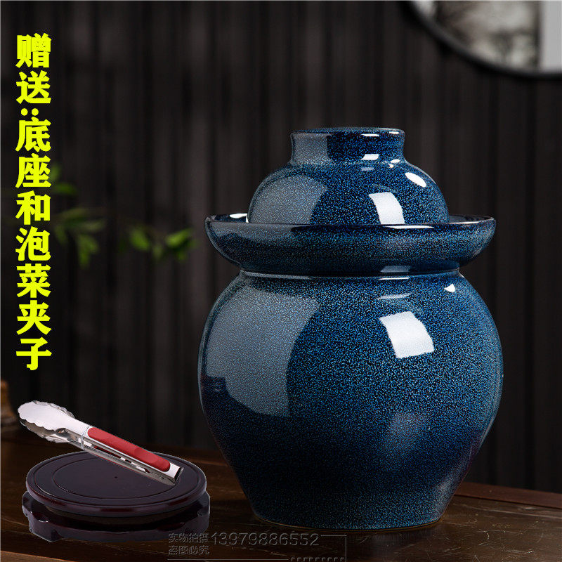 景德镇四川老泡菜坛子陶瓷带内盖家用密封酸腌菜缸加厚土陶咸菜罐