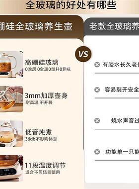 多功能养生热水壶2025新款全玻璃养生壶炖煮一体煮茶壶办公室家用