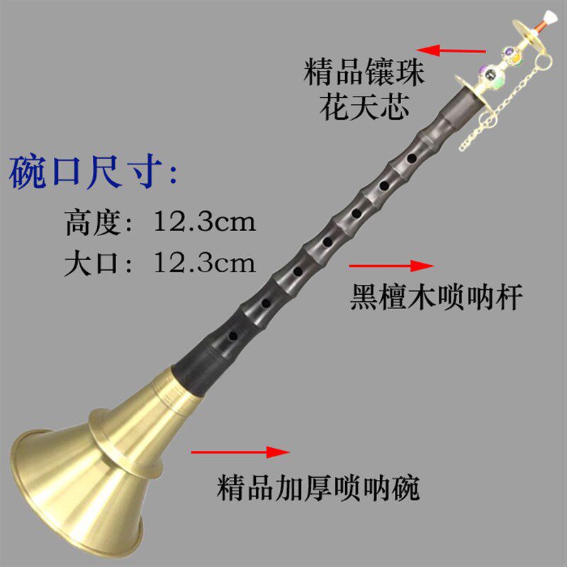 湖南贵剧民间唢呐精品黑檀木唢呐乌木唢呐红白喜事黄铜不定调唢呐