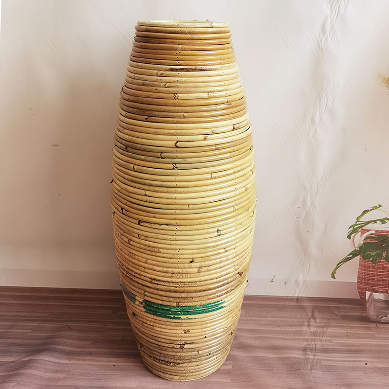 东南亚藤编落地花瓶摆件插干花绢花编织花器客厅餐厅橱窗摆设防摔