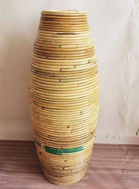东南亚藤编落地花瓶摆件插干花绢花编织花器客厅餐厅橱窗摆设防摔