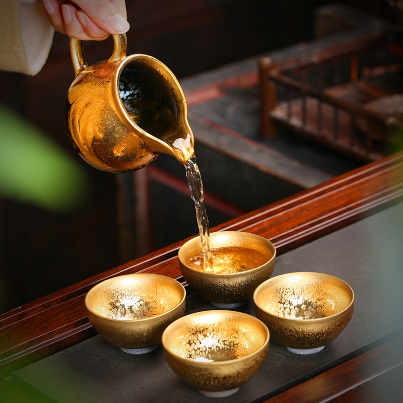鎏金建盏茶壶功夫茶具普洱泡茶壶套装陶瓷过滤单壶大号泡茶器家用