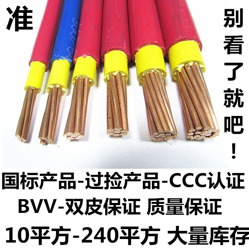 国标BVV10/16/25/35/50/70平方铜线双塑铜芯家装电线电缆主线散剪