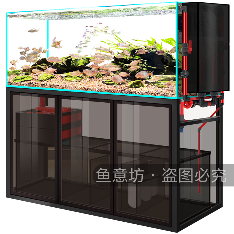 溪流缸客厅小型家用鱼缸生态造景水草缸免换水底滤水族箱乌龟专用