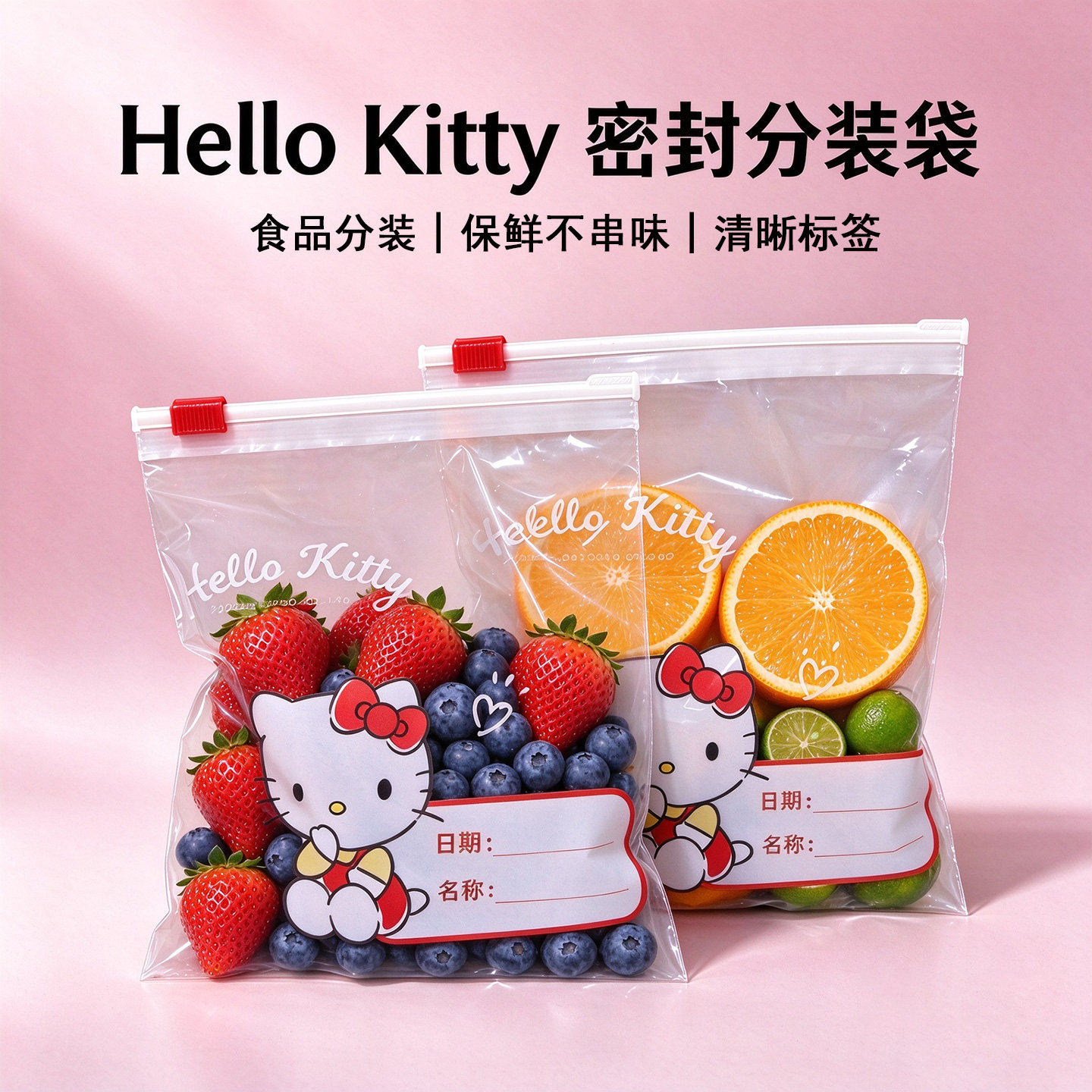 hellokitty拉链保鲜袋密封袋食品级家用自封袋可冷冻辅食分装袋子