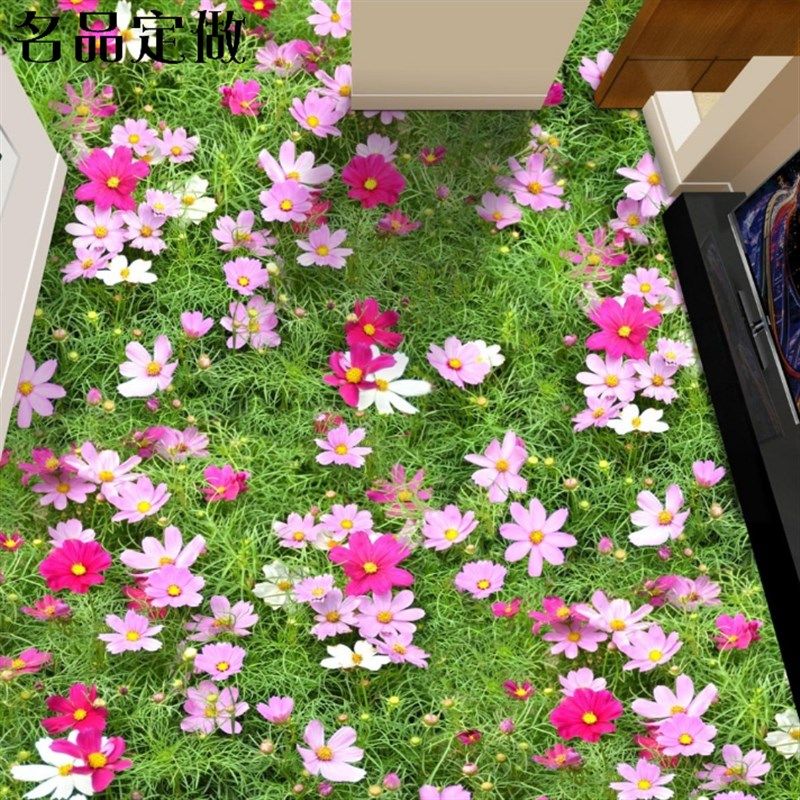 3D立体地板贴地板革走廊玄关自粘地板贴塑胶地板水泥地加厚直铺花