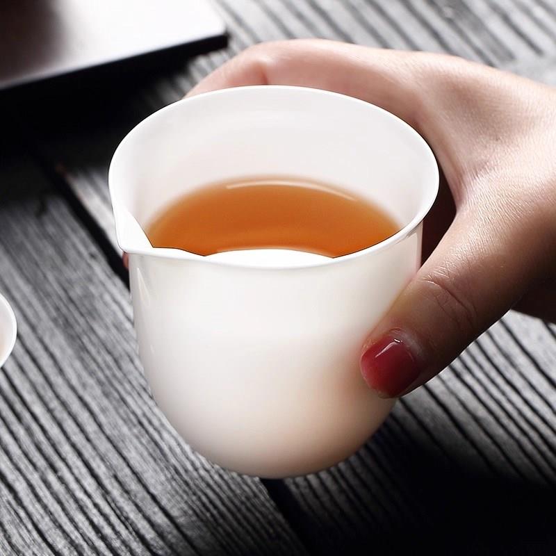 陶瓷骨瓷公道杯超薄功夫茶分茶器茶海茶具配件纯白茶漏单个耐高温