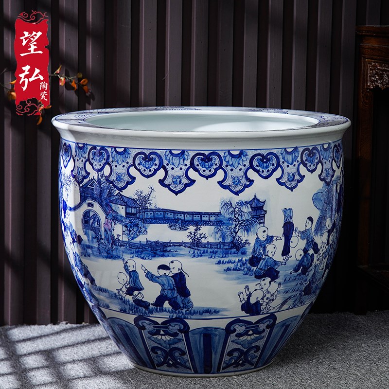 陶瓷鱼缸大型庭院古法养鱼缸青花瓷缸镇宅聚财门海大缸落地摆件