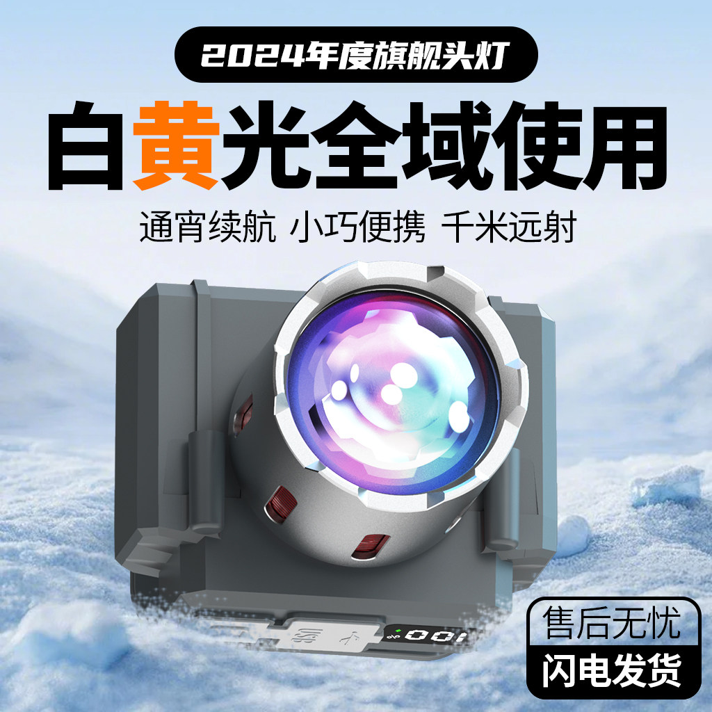 头灯强光超亮充电新款双光源户外钓鱼头戴式矿灯续航超长续航锂电