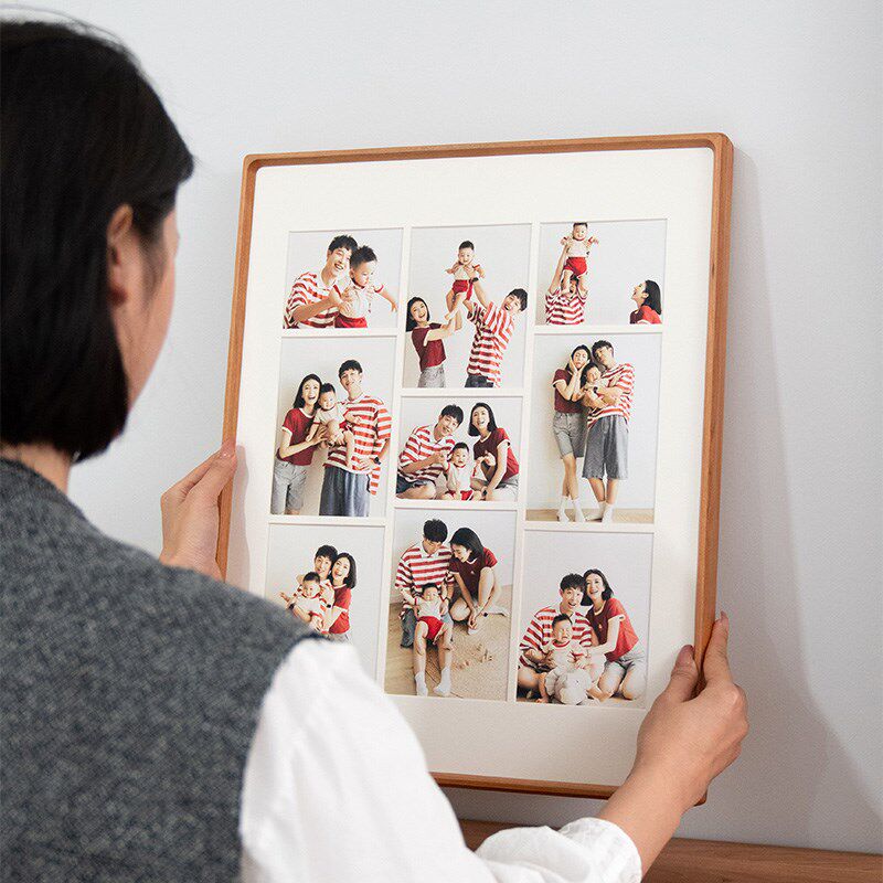 照片相框挂墙定制洗相片结婚纱宝宝艺术照打印高级感实木画框装裱