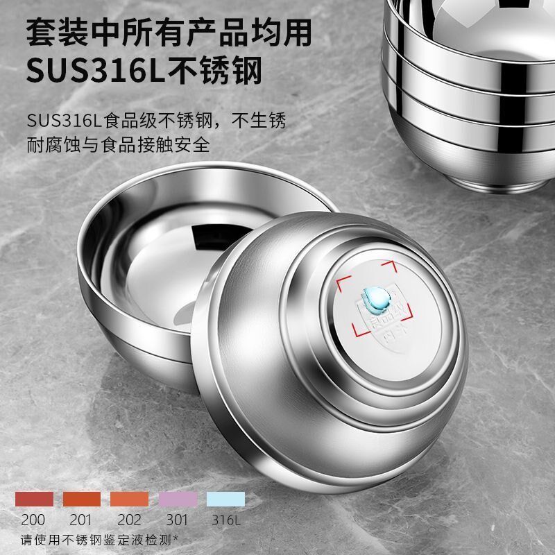 不锈钢餐具碗盘套装户外露营家用厨房碗碟盘子防摔碗筷勺汤盆组合