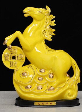 陶瓷红色马摆件风水招财十二生肖瓷器马工艺品客厅摆设装饰品