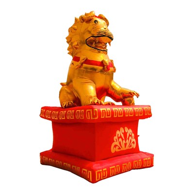 金狮充气狮子麒麟送子开业装饰金象气模风机卡通优质布料庆典模型