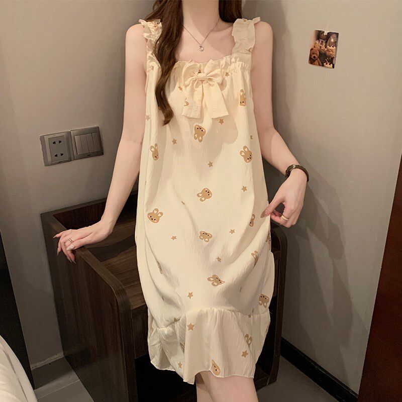 带胸垫吊带睡裙女款2026新款夏季少女甜美云朵棉睡衣女士夏天孕妇