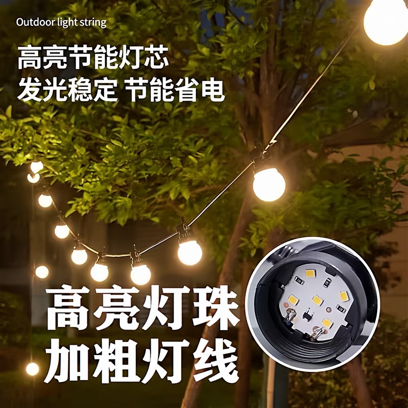 户外防水灯泡高亮串灯球泡灯露营灯串挂灯商场集市布置庭院装饰灯