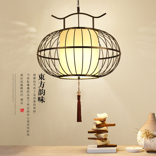 新中式鸟笼吊灯复古走廊餐厅饭店吧台茶楼火锅店铁艺灯笼仿古灯具
