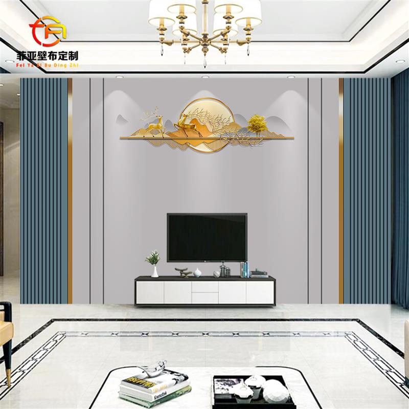 现代简约客厅电视背景墙壁布影视墙墙布3d立体壁纸定制壁画新款