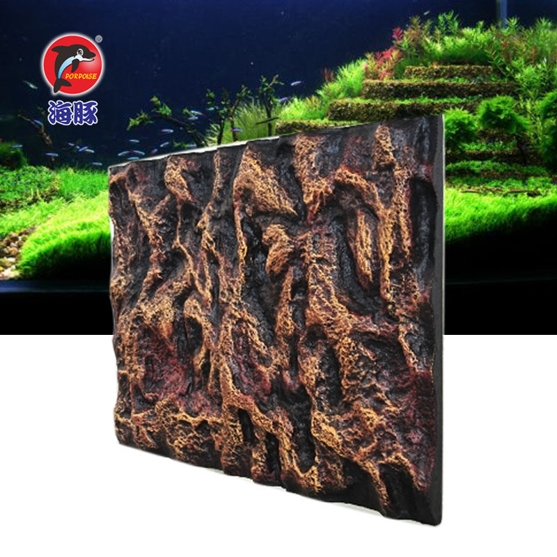 海豚鱼缸背景板3d立体鱼缸造景装饰龟缸水族箱高清鱼缸背景纸画图