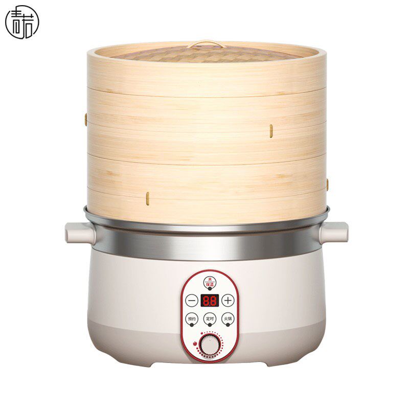 青若智能电蒸锅蒸笼竹制家用蒸包子大容量多功能定时保温蒸汽锅