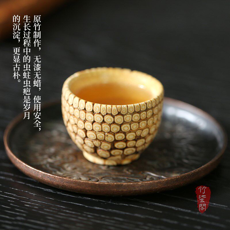老料纯手工打磨竹根杯天然竹子水杯竹根雕刻茶杯竹制小杯子主人杯
