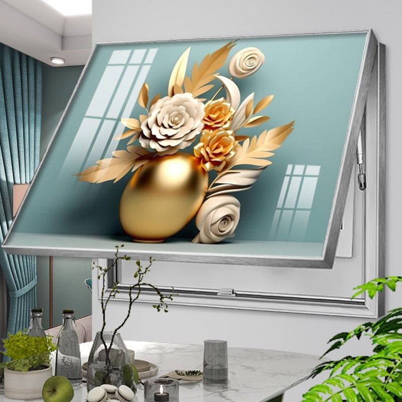 轻奢奶油风强弱配电箱遮挡美化装饰画高级感创意推拉翻盖抽象壁画