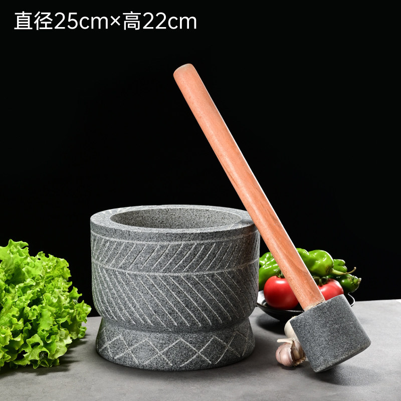 特号手工雕刻石头压蒜器石臼蒜鱼饵研磨器捣药罐辣椒蒜泥器蒜臼子